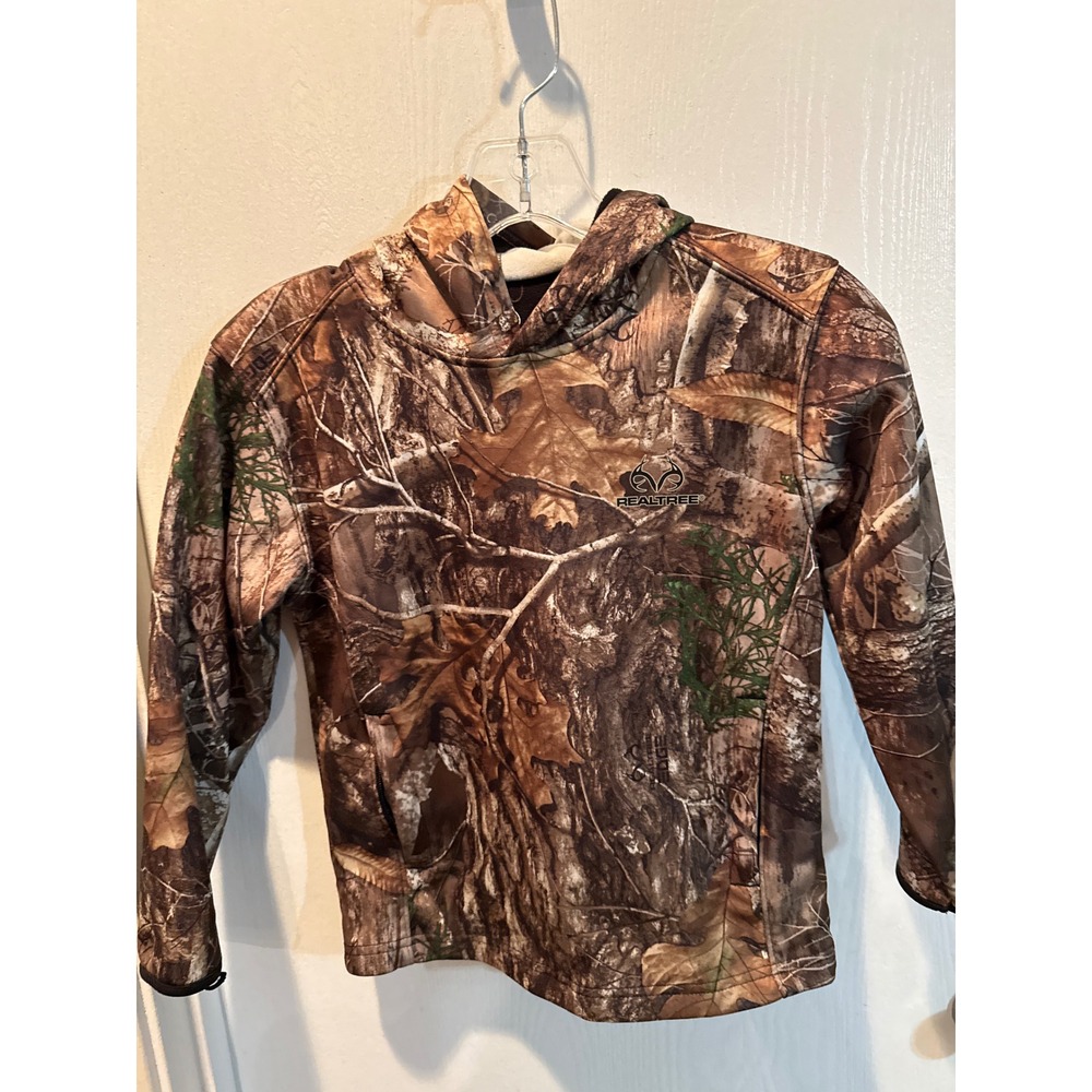 Realtree Edge Youth Camo Hoodie with Built-in Neck Gaiter Sz Small 6-7 Pullover
